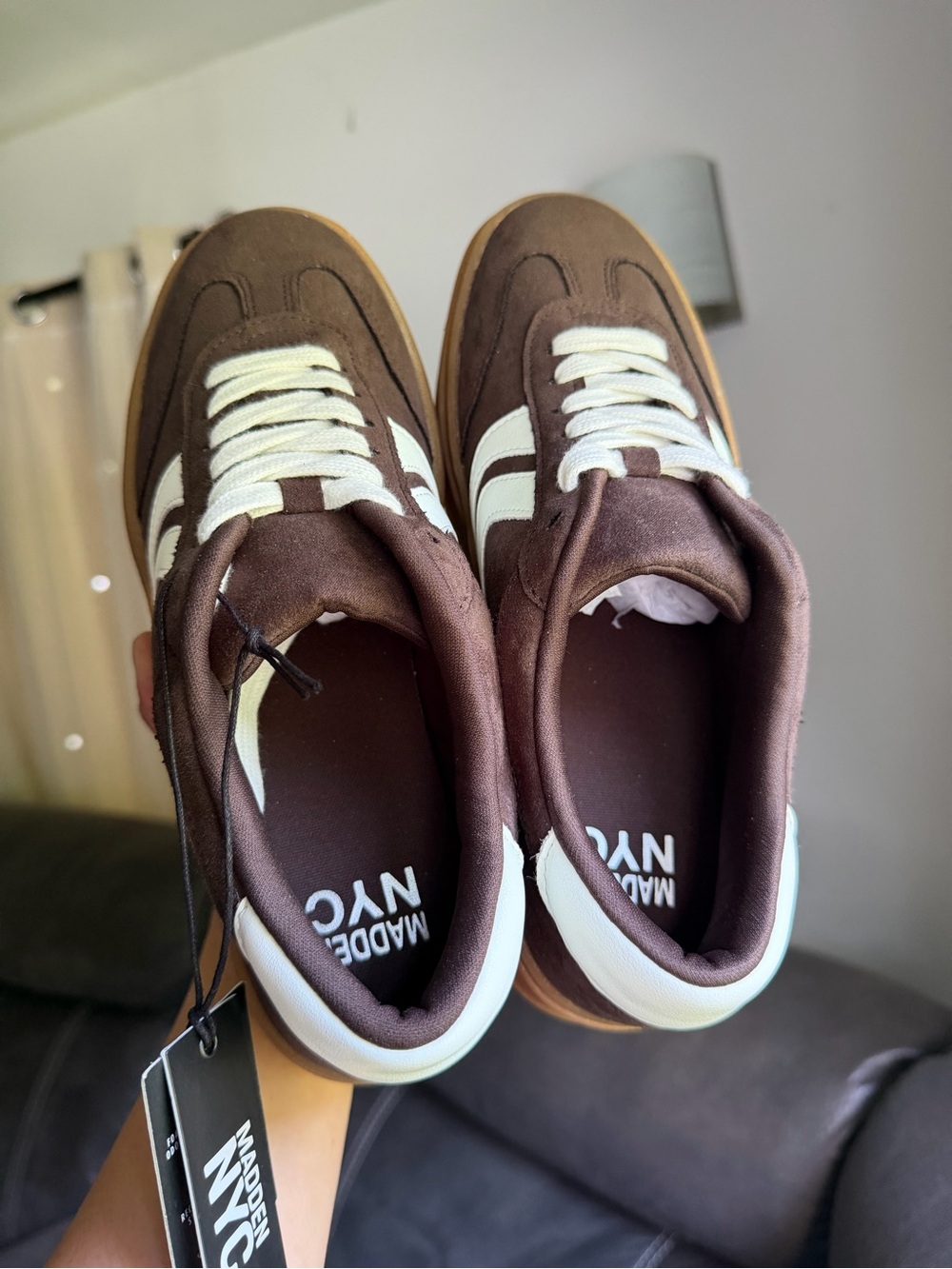 Made in NYC Brown & White Women's Casual Sneakers